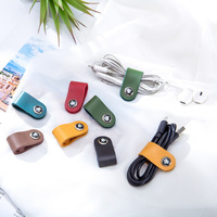 Organisateur de câbles portable en cuir avec logo personnalisé, attache pour câble d'écouteurs, chargeur USB, clip pour câble, attache pour bureau, rangement, cadeaux