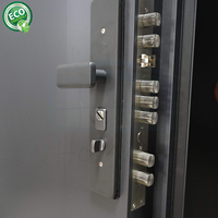 Pintu Masuk Eksterior Baja Desain Modern Anti Maling yang Dapat Disesuaikan Sepenuhnya dengan Kaca untuk Bagian Depan Rumah