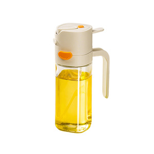 Botella de aceite con función de pulverización, contenedor transparente para aceite de cocina, para uso en la cocina, tapa de plástico tamaño M, forma rectangular - Product Image 1