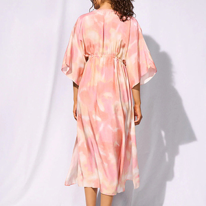 Quantité minimale de commande pour une robe boutonnée fluide à imprimé plage élégant, 100% viscose personnalisée - Product Image 4