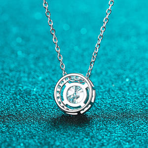 S925 Sterling Silver <b>Moissanite</b> Women's Fashion Jewelry Round Simple Pendant <b>Necklace</b> - Product Image 5