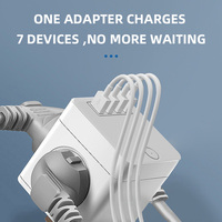 Adaptateur de voyage universel électrique le plus récent avec type-C, 3 prises USB, 16A, prise européenne compatible NFC, rallonge