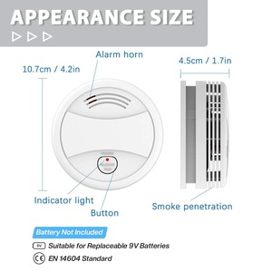 Détecteur de fumée intelligent WiFi Tuya, alarme incendie sans fil, capteur photoélectrique, sirène 85 dB, EN 14604 CE, Alexa, Google Home - Product Image 3