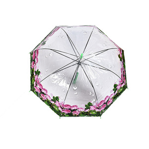 DD1226 Transparent Dome Umbrella PVC Fabric Printing <strong>Flower</strong> Umbrella <strong>Automatic</strong> <strong>Open</strong> Long Handle Umbrella - Product Image 6