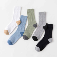 Chaussettes personnalisées pour femmes, chaussettes à double aiguille sans couture, chaussettes décontractées à contraste de couleur, style simple et haut de gamme avec logo personnalisé