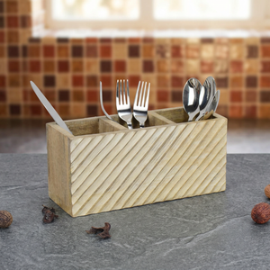 Elegante soporte para cubiertos de madera hecho a mano para la cocina Elegante organizador de cubiertos de madera para ajustes de mesa elegantes - Product Image 6