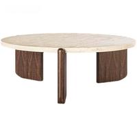 Table basse moderne minimaliste avec plateau en pierre frittée et structure durable et écologique, meubles de salon