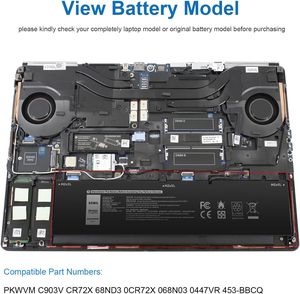 PKWVM Batterie pour ordinateur portable Compatible avec Precision 7550 7750 7560 7760 C903V CR72X 0CR72X 17C06 068N03 447VR 0447VR P44E P93F - Product Image 5