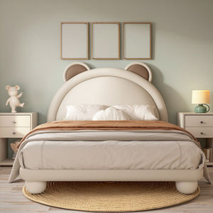 Novità moderna per bambini mobili in legno massello <span class=keywords><strong>lettino</strong></span> letto con elegante cartone animato a forma di animale <span class=keywords><strong>testiera</strong></span> in pelle tappezzeria - Product Image 5