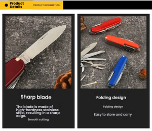 Navaja multifuncional pequeña de acero inoxidable, 13 en 1, plegable, tipo suiza, para camping, regalo, para exteriores, práctica. - Product Image 6