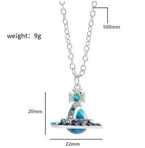 时尚土星星锆石吊坠项链女男金属女项圈项链饰品耳环 - Product Image 6