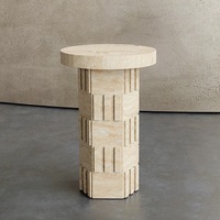 Offre Spéciale Table d'appoint de forme ronde de style simple Table basse en travertin naturel beige moderne pour salon de luxe