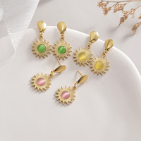 Boucles d'oreilles pendantes en acier inoxydable plaqué or 18 carats PVD, hypoallergéniques, résistantes à l'eau, non ternissables, avec pierre, vente en gros 2025