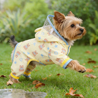 Bärenmuster Kapuzen-Hunde-Regenmantel mit Ohrlöchern, Wasserdichter Leichter Sommer-Poncho für Kleine & Mittelgroße Hunde