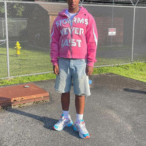 Felpe con cappuccio per abbigliamento del produttore OEM lavate con cappuccio e felpa con Zip e chiusura con applicazioni in stile ssolino sbiadito - Product Image 1