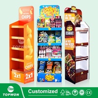 Présentoir en carton de haute qualité pour supermarché, pour desserts, miel, chips, bœuf séché, aliments, noir