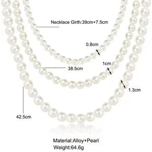 2024 New Fashion Jewelry Necklaces Exaggerated Three-layer Pearl Necklace