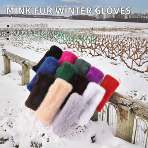 Vente directe d'usine Gants en fourrure de vison véritable tricotés pour femmes, chauds pour l'hiver, respirants, style uni, élastiques et résistants pour les activités de plein air - Product Image 2