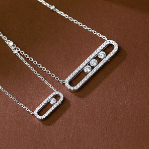 Conjunto de Collar y Aretes de Lujo QUEENSUN <span class=keywords><strong>Meisa</strong></span> de 18K, Elegantes y Modernos, con Pequeños Diamantes Cultivados en Laboratorio, Impresionante Oro Blanco - Product Image 2