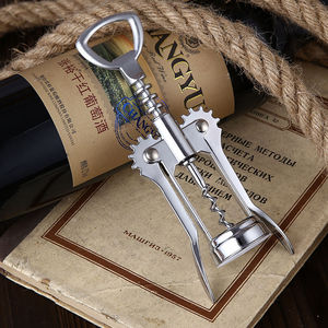 Stainless Steel Wine Opener Flat Shape Bottle Opener For Home Use With Corkscrew And Lever Design - Product Image 1