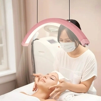 Lustre LED demi-lune moderne et esthétique pour salon de beauté, sans ombre, à intensité variable, finition or brossé, idéal pour les techniciennes en extensions de cils