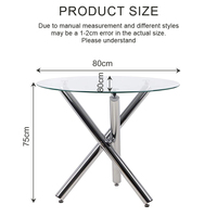 Table à manger contemporaine en verre trempé 2 places avec pieds en métal, étanche et écologique, pour la maison et l'appartement (vente en gros)