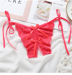 Taille unique, culotte en dentelle à entrejambe ouvert, super sexy, grande taille, à nouer sur le côté, pour femmes - Product Image 5