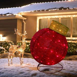 Hiện Đại LED Kỳ Nghỉ Trang Trí Nội Thất Màu Đỏ Giáng Sinh Orb Với Điểm Nhấn Vàng Nhà Máy Bán Buôn Không Thấm Nước Thân Thiện Với Môi Cho Trong Nhà/Ngoài Trời Sử Dụng - Product Image 3