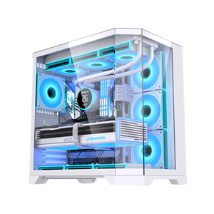 Lovingocool màn hình quá khổ hiển thị Cube Kính SEA-View phòng máy tính trường hợp PC <span class=keywords><strong>ATX</strong></span> đầy đủ tháp chơi game Tủ 360mm lỏng mát - Product Image 6