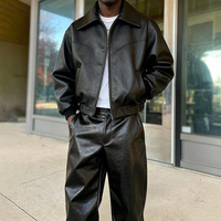 Fabricant de vêtements sur mesure : Pantalons en cuir superposés style streetwear, ensembles cargo gaufrés, survêtements en cuir pour hommes
