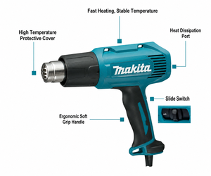 Pistolet à air chaud électrique filaire <span class=keywords><strong>Makita</strong></span> HG5030 HG6530 HG6531 220V 2000W, outil industriel pour le décapage de peinture et le thermorétrécissement - Product Image 2