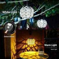 Lanterne solaire suspendue en corde de chanvre bohème, corps en métal + ABS, étanche IP55, décoration de jardin extérieure, finition noire