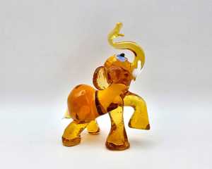Figura de Elefante de Vidrio Soplado a Mano, Color Ámbar, Tema Animal, Decoración de Pascua, Pieza de Arte Artesanal, Adorno de Vidrio Hecho a Mano, Rajasthan - Product Image 2