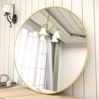 Grand miroir rond mural en alliage d'aluminium doré pour la décoration intérieure, idéal pour la salle de bain