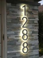 Lettres lumineuses LED solaires étanches IP65 en acier inoxydable pour numéros de maison, enseignes publicitaires extérieures, plaque de porte illuminée, décoration