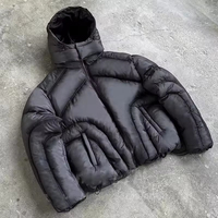 Blouson matelassé vintage en nylon pour homme, manteau d'hiver en duvet, coupe bomber, épais, personnalisé, surdimensionné, à capuche, coupe-vent, parka