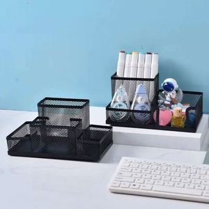 4-Compartment Metal Mesh Desk Organizer Office Stationery Pen Holder and Pencil Cup Desktop Supply Organizer - Product Image 1
