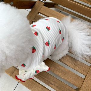 Gilet en forme de fraise pour petits chiens et chatons, vêtements respirants pour animaux de compagnie, blanc et rose - Product Image 4