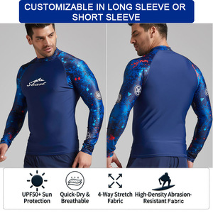 Mens Long Sleeve UV Protection Rash Guard OEM Custom <b>Surf</b> Shirt for Watersports - Product Image 2
