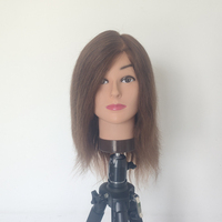 Neuer Übungskopf mit 100% Echthaar für Damen, Braunes Haar, Kosmetologie-Styling-Puppenkopf für Salon, Schule und Praxis-Training