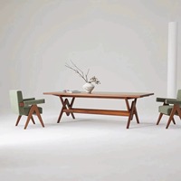 Table à manger en bois massif DISHI, grande planche en bois, table longue pour salon, bureau de réunion design, bureau créatif, établi simple