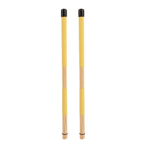 1 par de prácticas cepillos de bambú para tambor, palos de tambor, accesorio para instrumentos musicales (amarillo) - Product Image 1