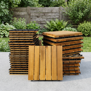 DIY Modern Interlocking Wood <b>Plastic</b> Composite Decking Tile 30x30cm Outdoor Patio Balcony Terrace Garden Easy Install Waterproof - Product Image 4