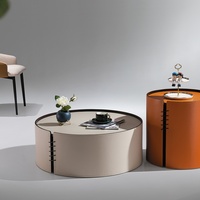 Table basse ovale moderne convertible en marbre et métal, style luxe léger, haut de gamme, pour petit appartement, ensemble de table à thé simple, en pierre Pandora