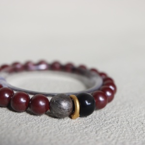 Pulsera de Meteorito de Hierro de Altai, Cinabrio Rojo, Energéticamente Purificada, Protección Cósmica, Energía, para Practicantes de Metafísica - Product Image 1