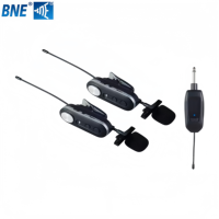 Mikrofon Lavalier Nirkabel Universal Dua Kanal Berkualitas Tinggi Profesional UHF Clip-on dengan Baterai Isi Ulang