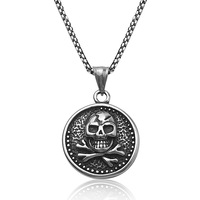 Pendentifs en acier inoxydable pour femmes et hommes, style rétro, motif de crâne et de serpent, charme rond, bijoux punk tendance, vente en gros