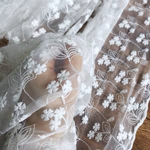Tessuto di pizzo ricamato bianco tessuto di Organza gonne di abbigliamento di fotografia di matrimonio panno di sfondo - Product Image 6