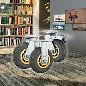 Solid Rubber Caster Wheel Industrial Trolley Swivel Plate Mounted Brake Wheel for Scaffold and Utility Cart - Product Image 3