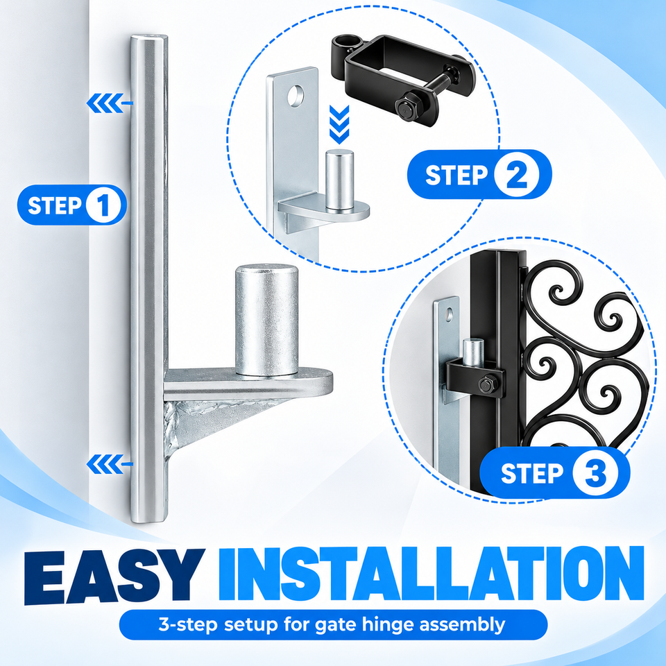 Secure Chain Link Fence Gate Hinges for 2 Inch Square Posts with 5/8 ...